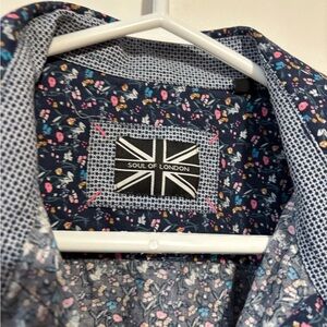 Soul of London Men's Floral Blue Shirt